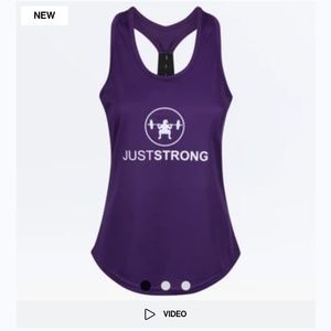 🆕NWOT Just Strong Dryfit Racer back Tank, Purple